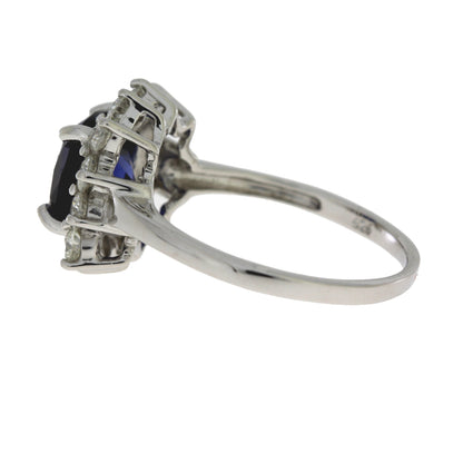Created Sapphire Moissanite Ring Sterling Silver by Bids.com