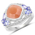 4.67 Carat Genuine Peach Moonstone and Tanzanite .925 Sterling Silver Ring by Bids.com