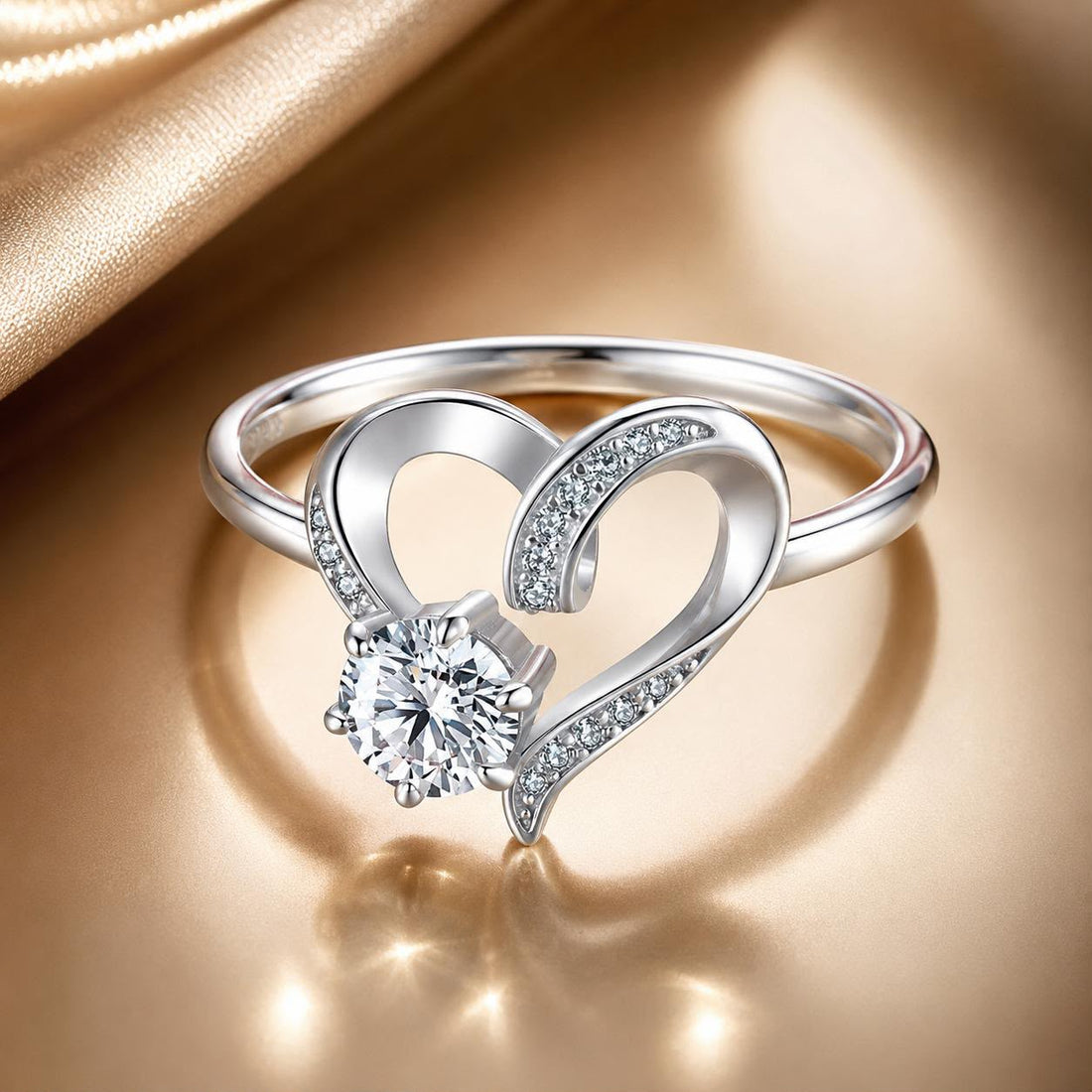 925 Sterling Silver Moissanite Heart-Shaped Ring Size 7 for Women  DestGlow