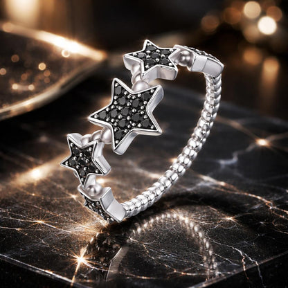 925 Sterling Silver Oxidized Rings with Pavé Setting CZ, Size 6.0 for Women  DestGlow