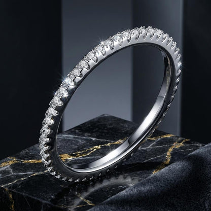 925 Sterling Silver Platinum Plated CZ Pavé Setting Ring Size 5.0 for Women by Bids.com