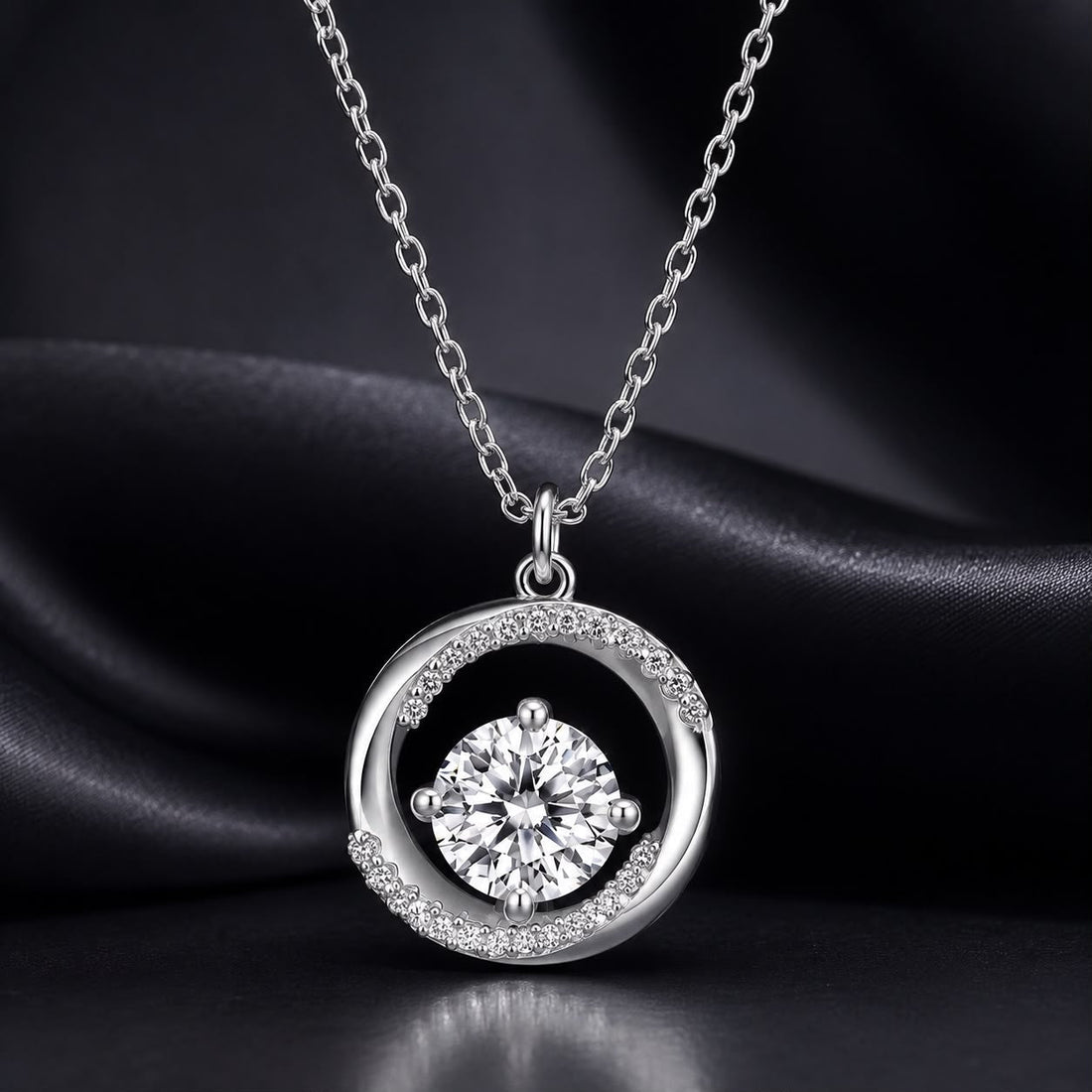 925 Sterling Silver Moissanite Necklace 40+5cm with CZ for Women  DestGlow