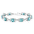 .925 Sterling Silver 7x7 mm Cushion Cut Blue Topaz and 1/20 cttw Round Cut Diamond Fashion Tennis Bracelet (I-J Color, I1-I2 Clarity) - 7" by Bids.com