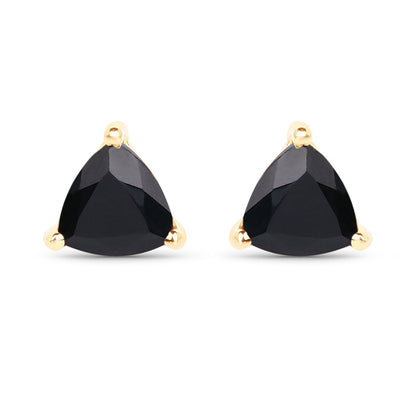 0.70 Carat Genuine Black Sapphire 14K Yellow Gold Earrings  DestGlow