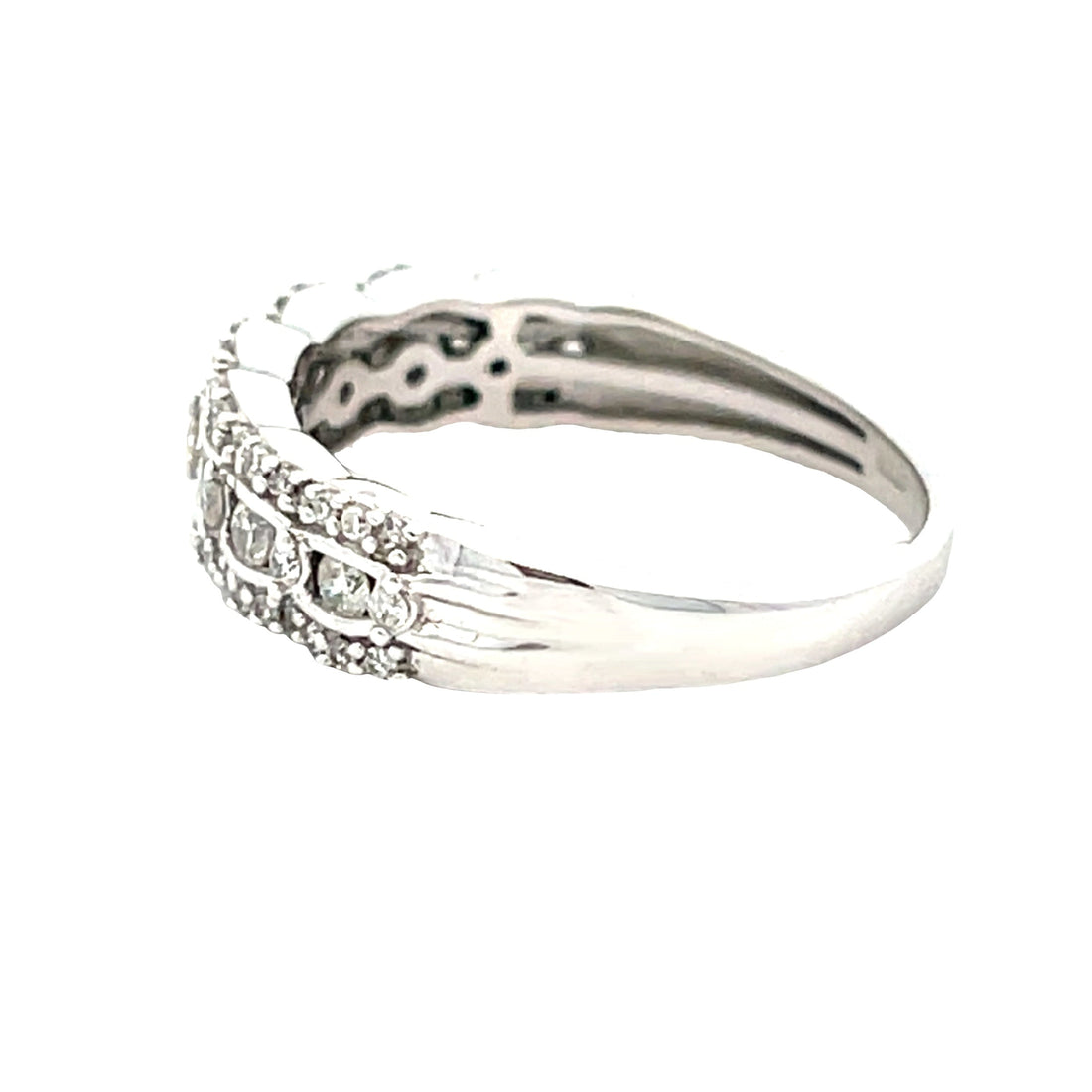 Natural .50ct Diamond Wedding Band Ring 14KT White Gold by Bids.com