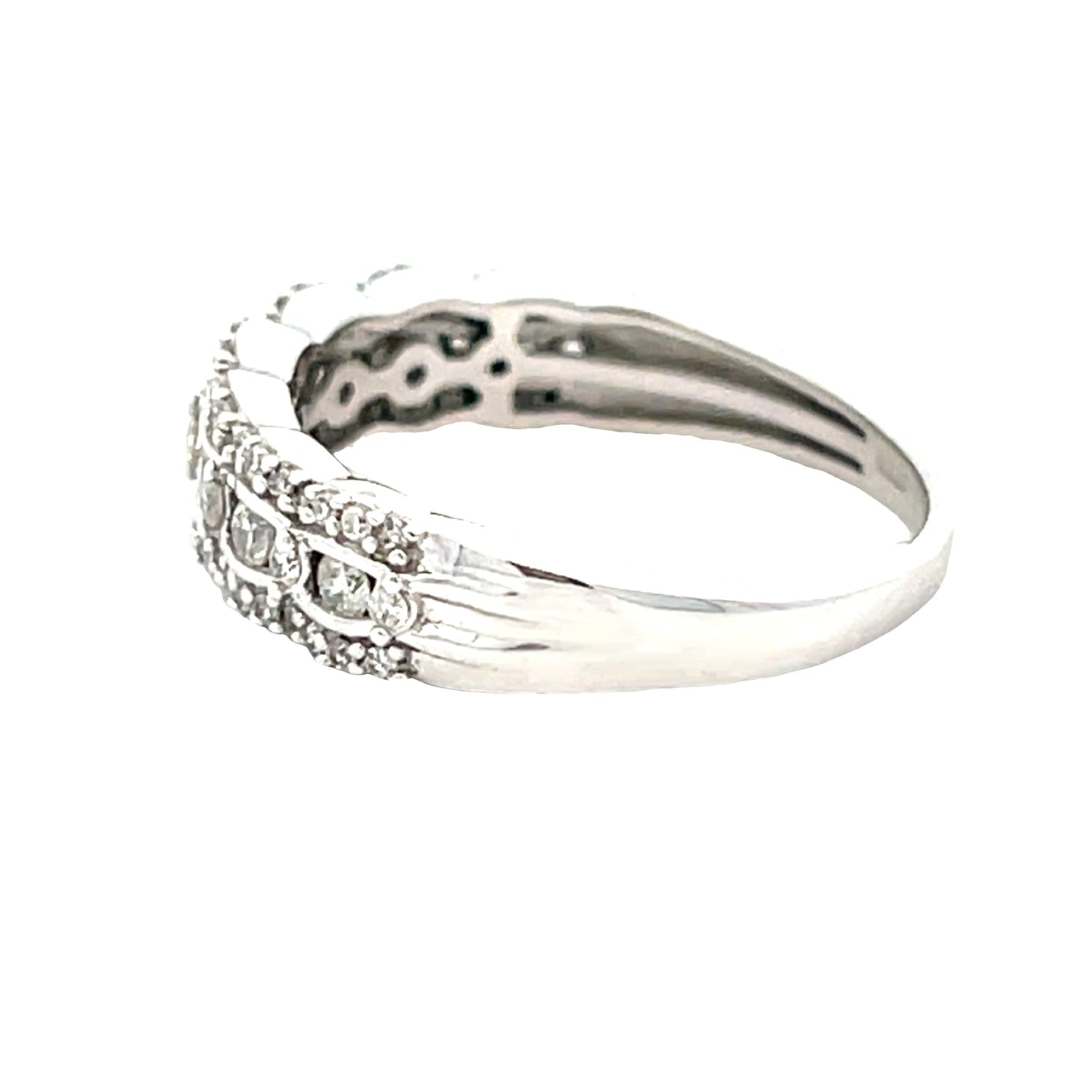Natural .50ct Diamond Wedding Band Ring 14KT White Gold by Bids.com