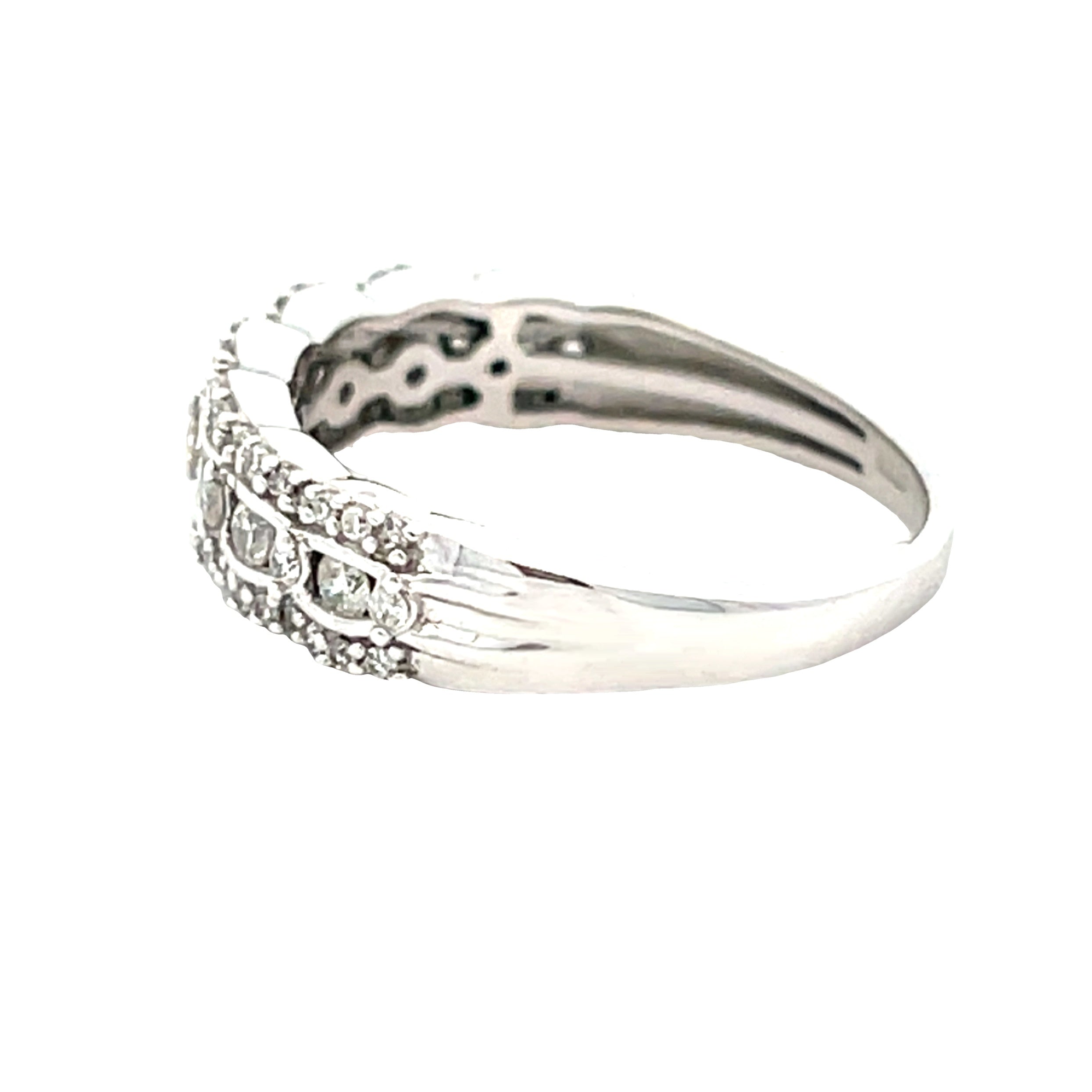 Natural .50ct Diamond Wedding Band Ring 14KT White Gold by Bids.com