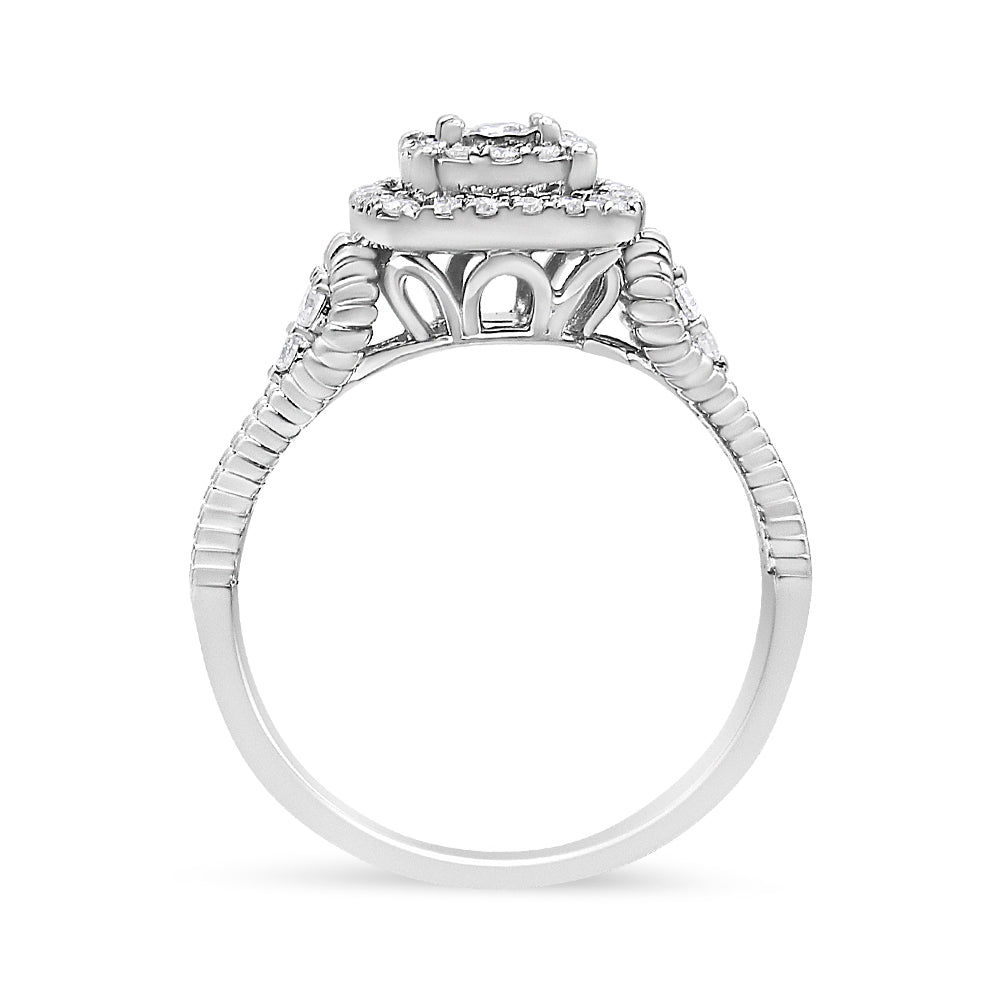.925 Sterling Silver 1/3 Cttw Miracle Set Round-Cut Diamond Cocktail Ring (H-I Color, I1-I2 Clarity) - Size 7 by Bids.com