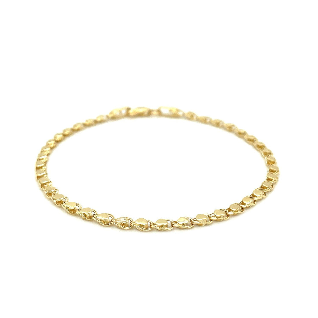 2.9mm 14k Yellow Gold Heart Bracelet by Bids.com