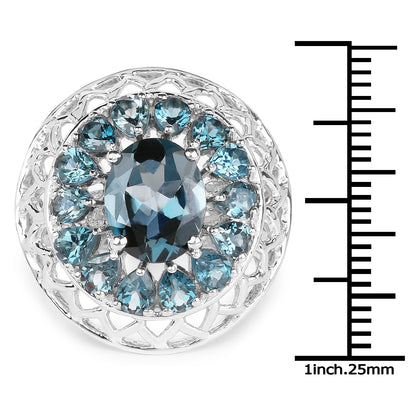 5.98 Carat Genuine London Blue Topaz .925 Sterling Silver Ring by Bids.com