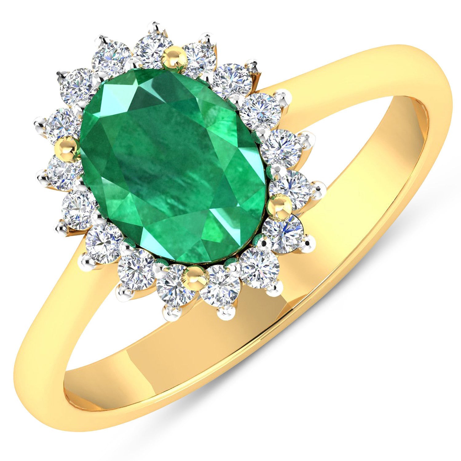 1.87 Carat Genuine Zambian Emerald and White Diamond 14K Yellow Gold Ring by Bids.com