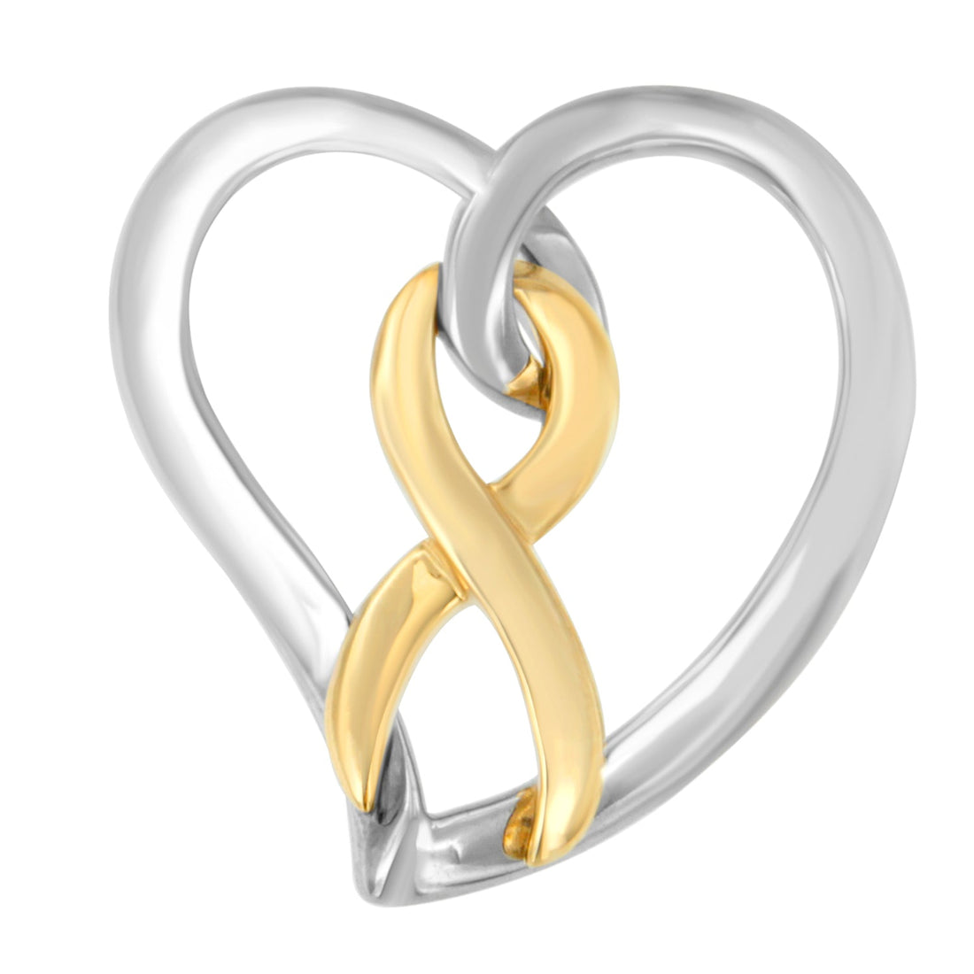 14K Gold and Silver Heart Bow Pendant Necklace  DestGlow