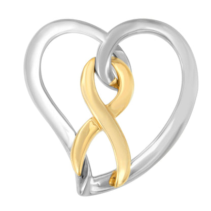14K Gold and Silver Heart Bow Pendant Necklace  DestGlow