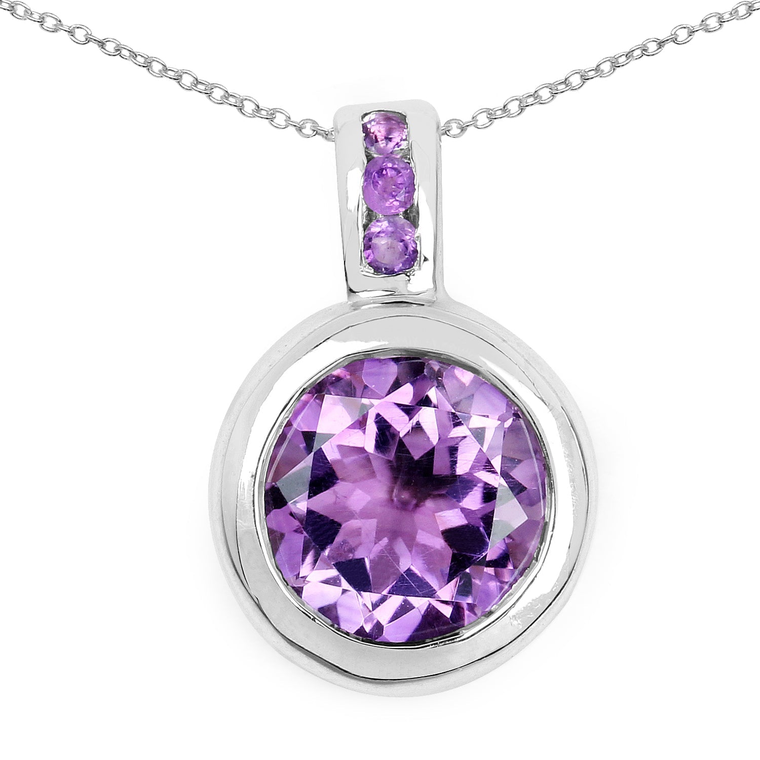 4.09 Carat Genuine Amethyst .925 Sterling Silver Pendant  DestGlow