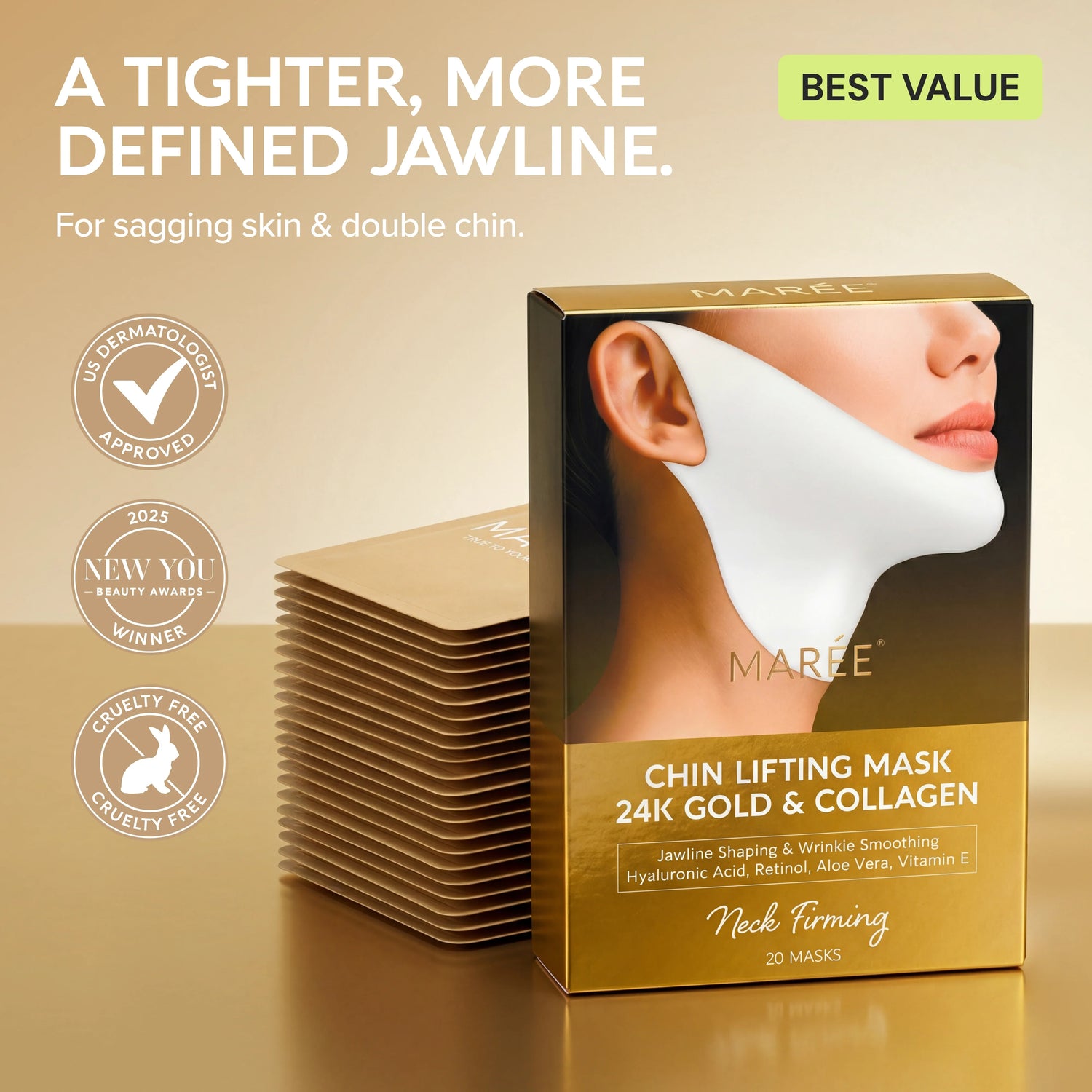 24K Gold V-Line Lifting Mask 20 PCS by Maree