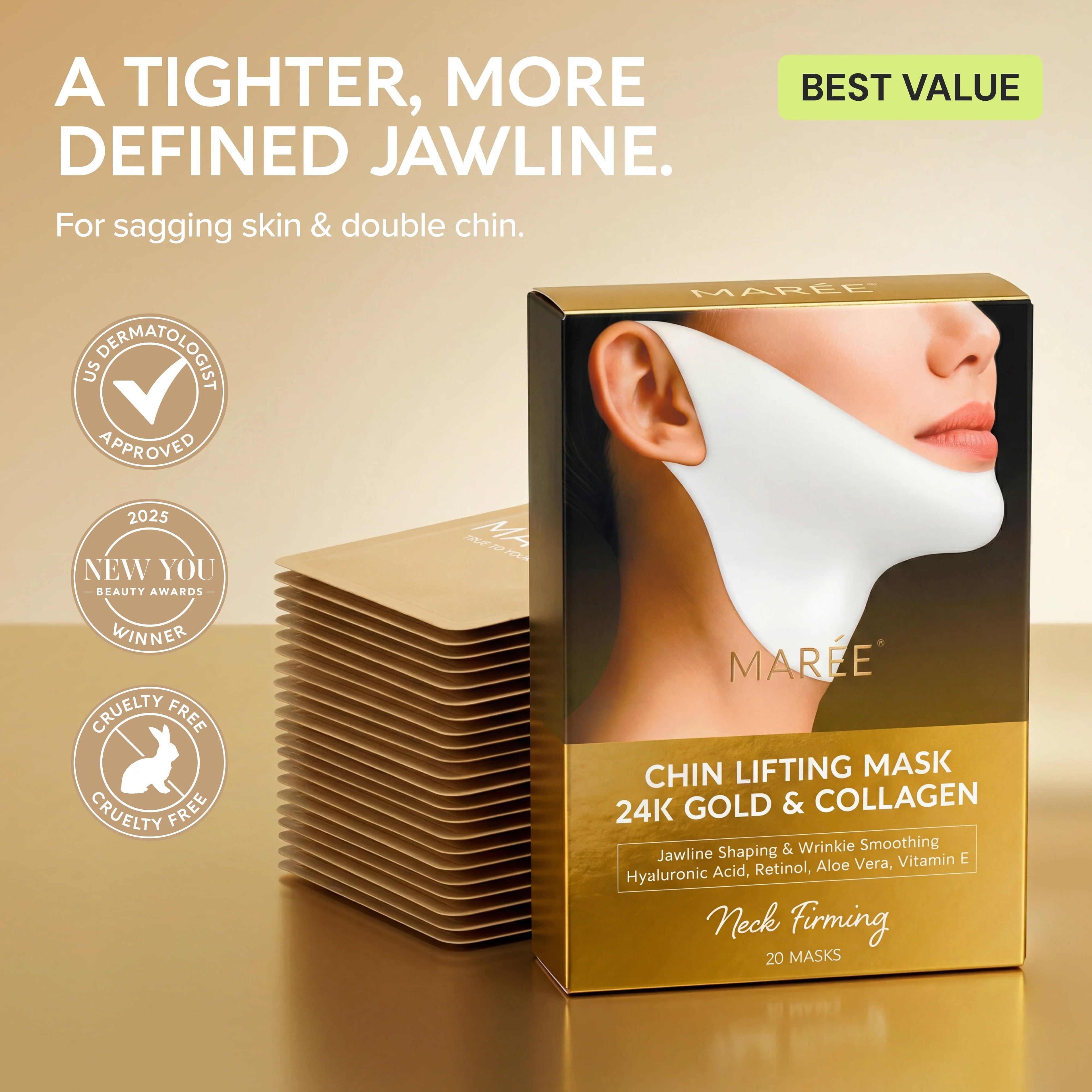 24K Gold V-Line Lifting Mask 20 PCS 