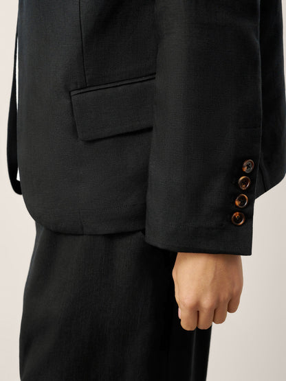 Linen-Lyocell Relaxed V-neck Tailored Blazer VERITY by LINTICO