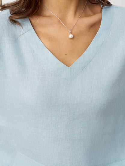 100% Linen Drop Shoulder Asymmetric Layered Hem Overtop VIOLA by LINTICO