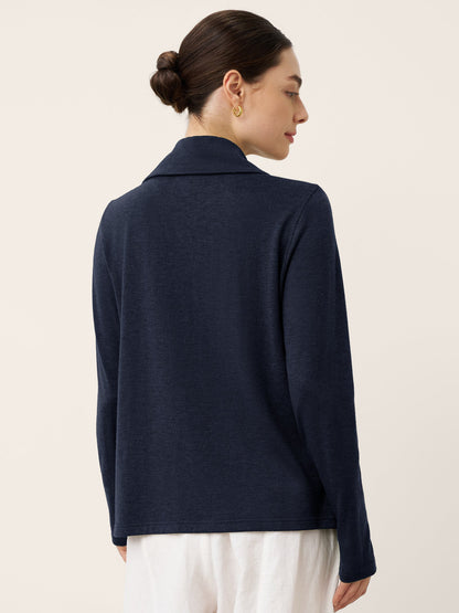 Wool Asymmetric Lapel Fruit Button Decor Top YSABEL by LINTICO
