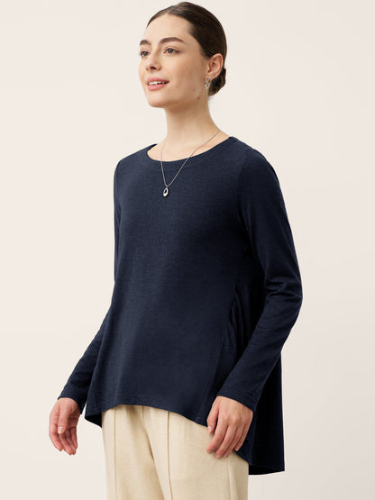 Wool Panelled Ruched Asymmetric Hem Top KALISTA by LINTICO