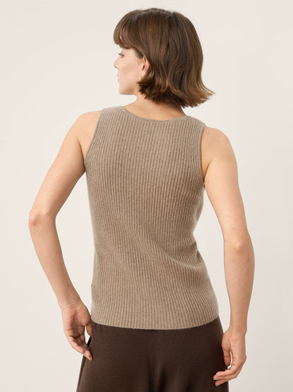 100% Mongolian Cashmere Versatile Crew Neck Tank Top VIVIANA by LINTICO