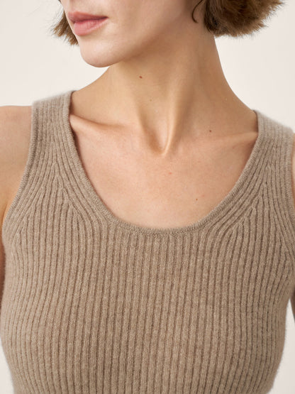 100% Mongolian Cashmere Versatile Crew Neck Tank Top VIVIANA by LINTICO