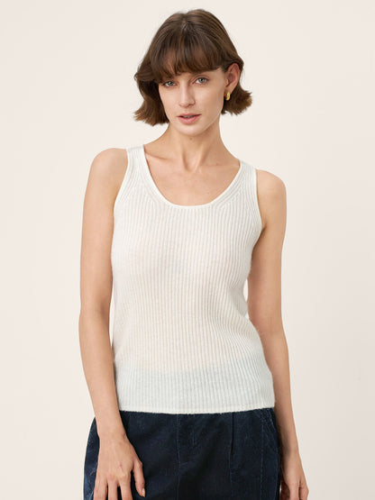 100% Mongolian Cashmere Versatile Crew Neck Tank Top VIVIANA by LINTICO