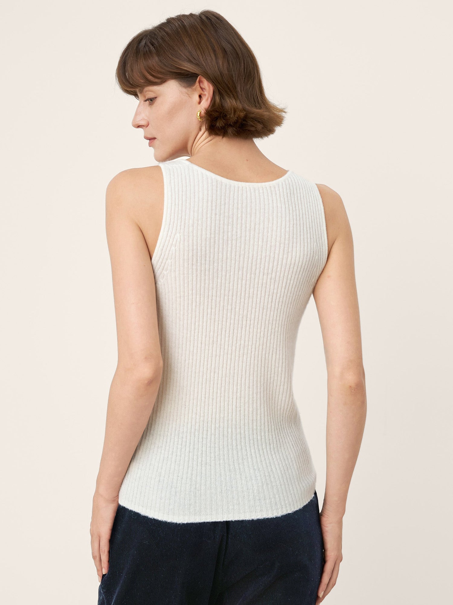 100% Mongolian Cashmere Versatile Crew Neck Tank Top VIVIANA by LINTICO