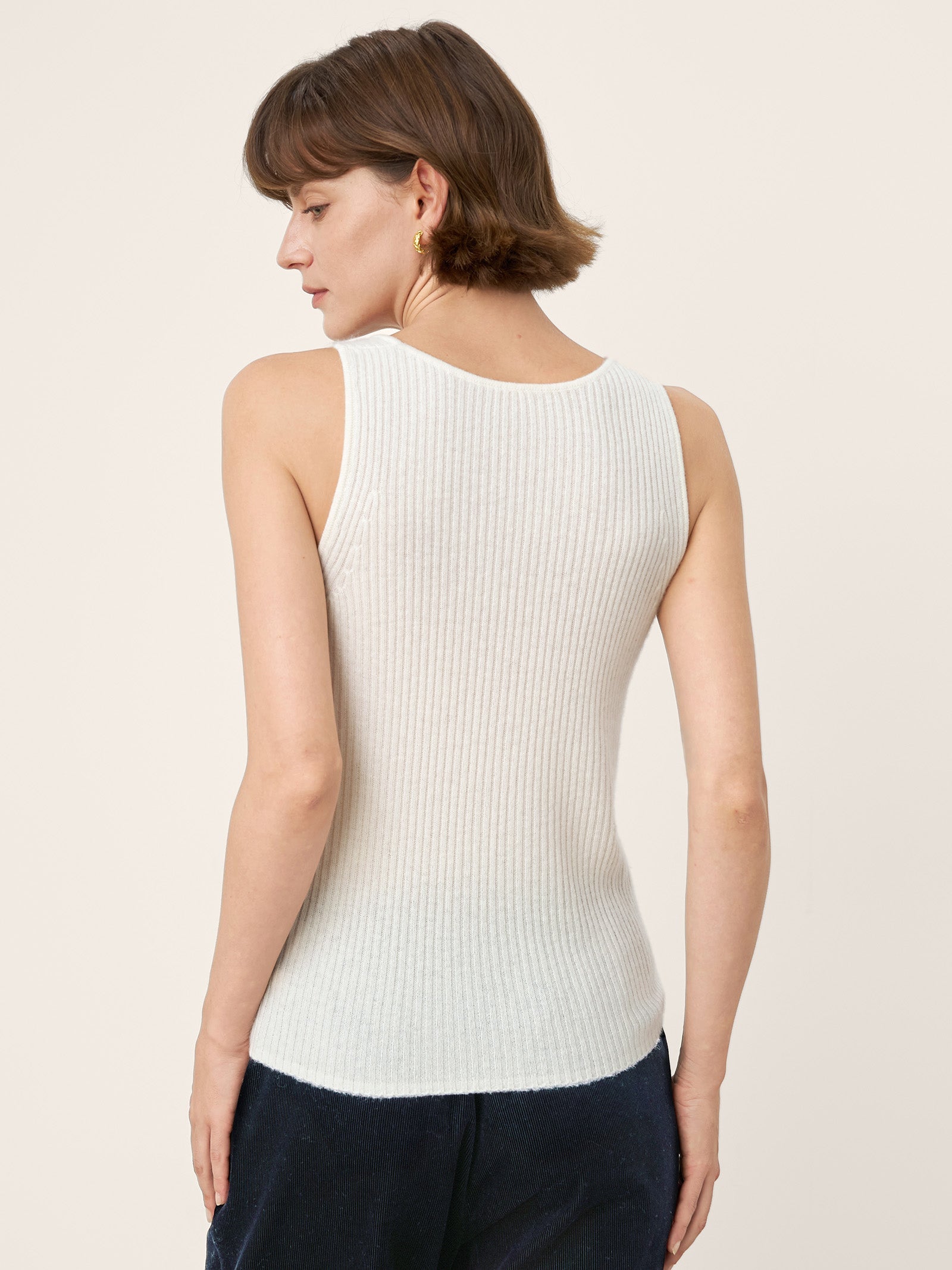 100% Mongolian Cashmere Versatile Crew Neck Tank Top VIVIANA by LINTICO
