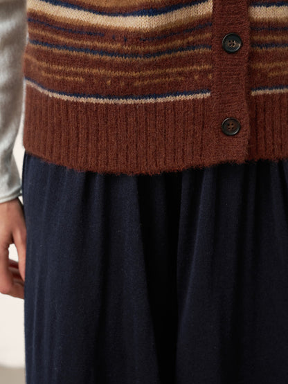 Mongolian Cashmere and Mulberry Silk Colorblock Stripe Button-Front Vest SOPHIE by LINTICO