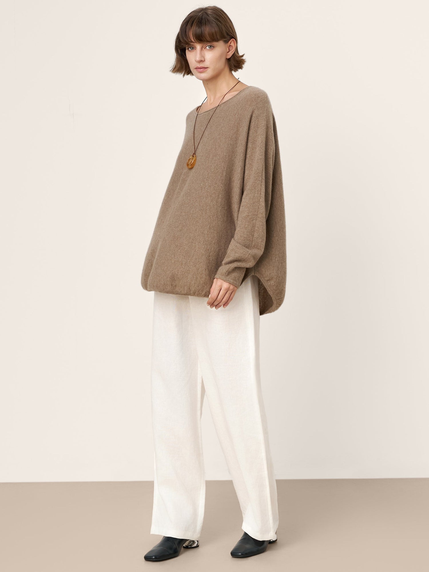 100% Mongolian Cashmere Hand-Finished Rolled Edge Knit Top AMARA  DestGlow