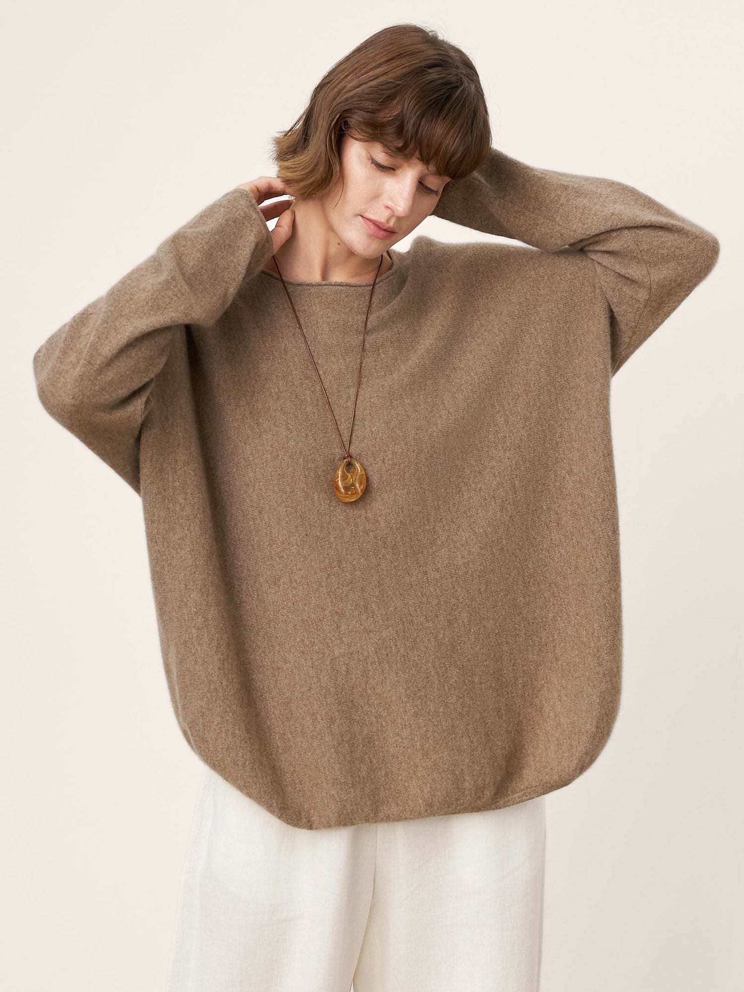 100% Mongolian Cashmere Hand-Finished Rolled Edge Knit Top AMARA  DestGlow