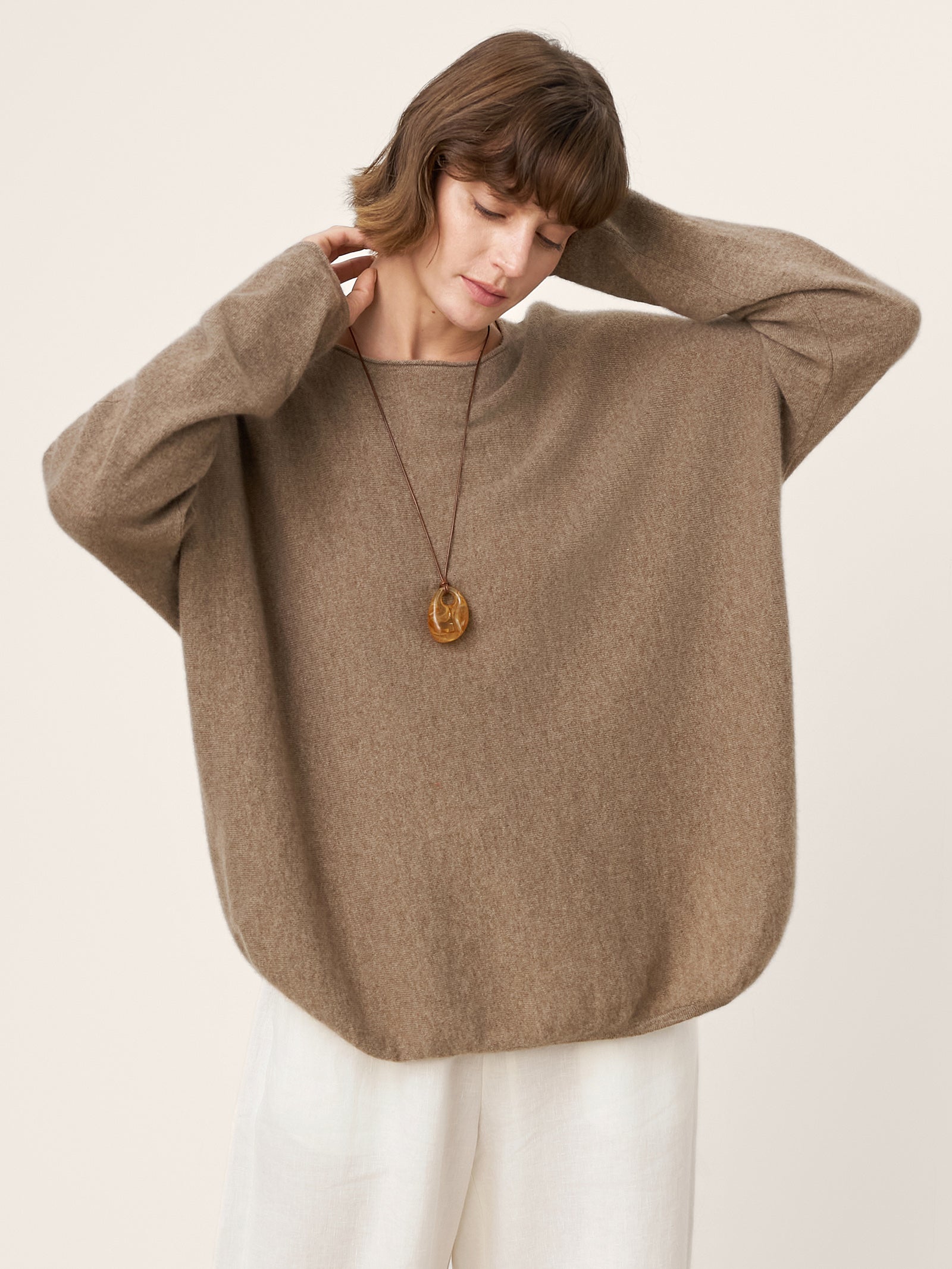 100% Mongolian Cashmere Hand-Finished Rolled Edge Knit Top AMARA  DestGlow