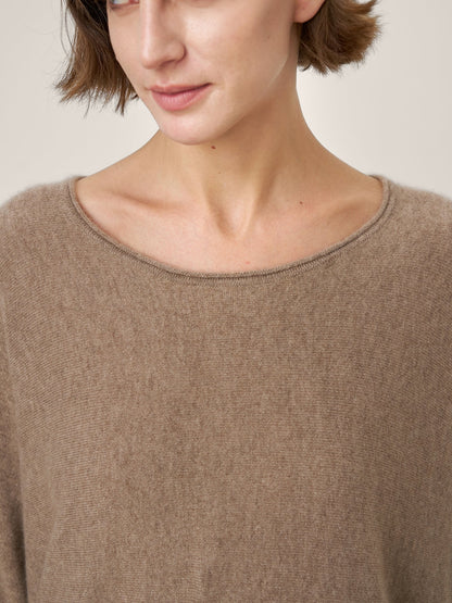 100% Mongolian Cashmere Hand-Finished Rolled Edge Knit Top AMARA  DestGlow