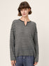 100% Mongolian Cashmere Drop Shoulder Stripe Knit Top RAINA by LINTICO