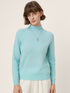 Premium Cashmere Blend Hand-Finished Seamless Mock Neck Ribbed Sweater RHEA by LINTICO