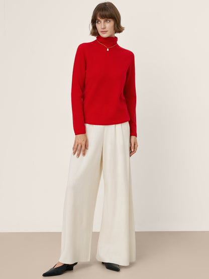 Premium Cashmere Blend Hand-Finished Seamless Turtleneck Knit Top TOVE by LINTICO
