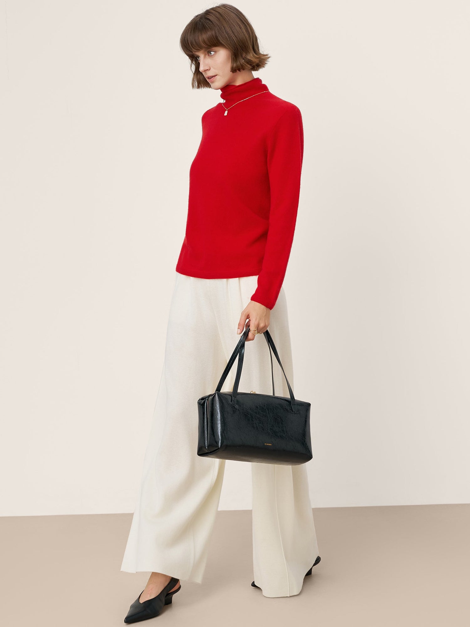 Premium Cashmere Blend Hand-Finished Seamless Turtleneck Knit Top TOVE by LINTICO