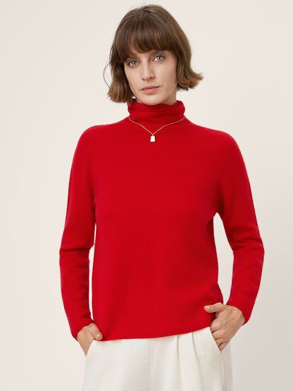 Premium Cashmere Blend Hand-Finished Seamless Turtleneck Knit Top TOVE by LINTICO