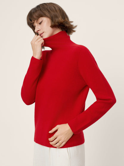 Premium Cashmere Blend Hand-Finished Seamless Turtleneck Knit Top TOVE by LINTICO