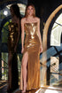 Juliet JT2500A Strapless Fitted Metallic Formal Gown by DiscountDressShop