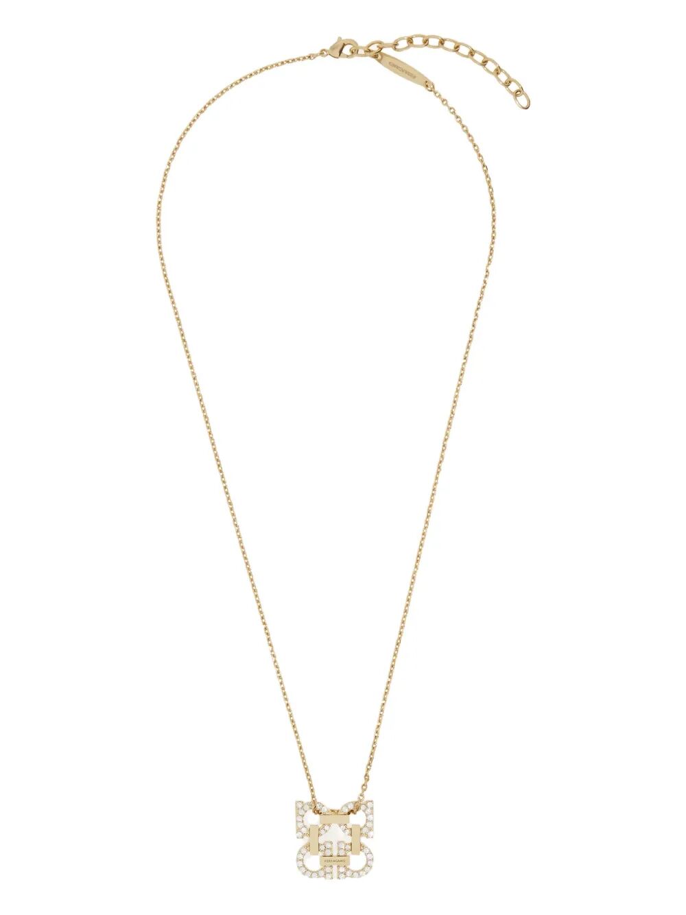 Ferragamo Women Crystal Embellished Four Gancini Pendant Necklace by Luosophy