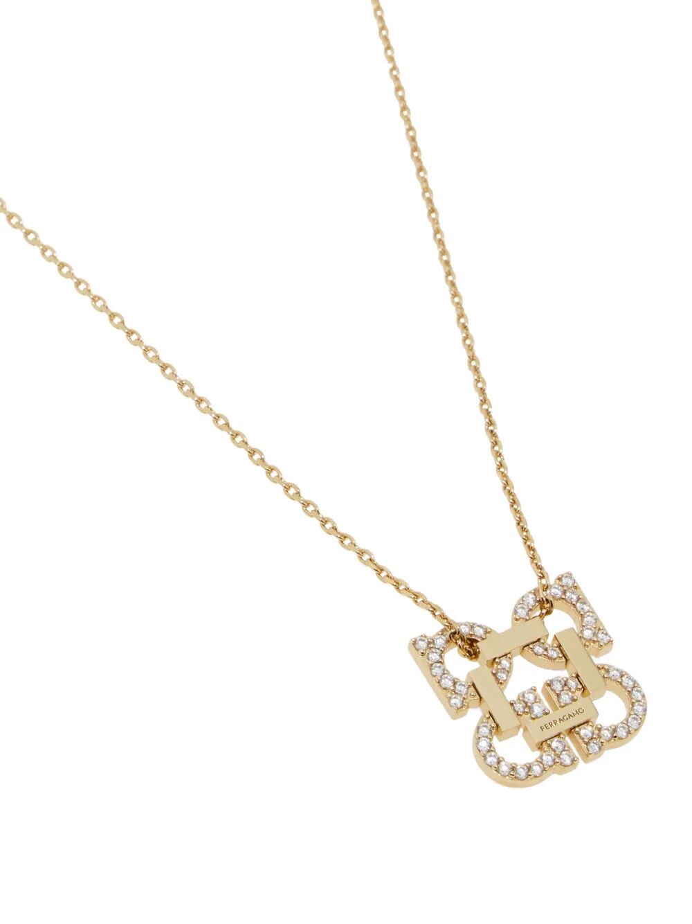 Ferragamo Women Crystal Embellished Four Gancini Pendant Necklace by Luosophy