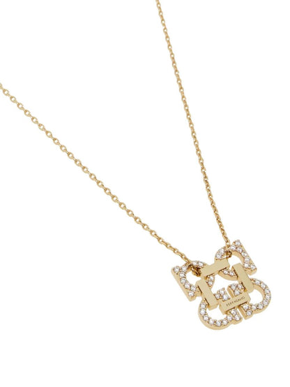 Ferragamo Women Crystal Embellished Four Gancini Pendant Necklace by Luosophy