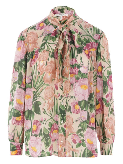 Chloe Women Maxi Gathered Lavallière Blouse In Crêpe De Chine by Luosophy
