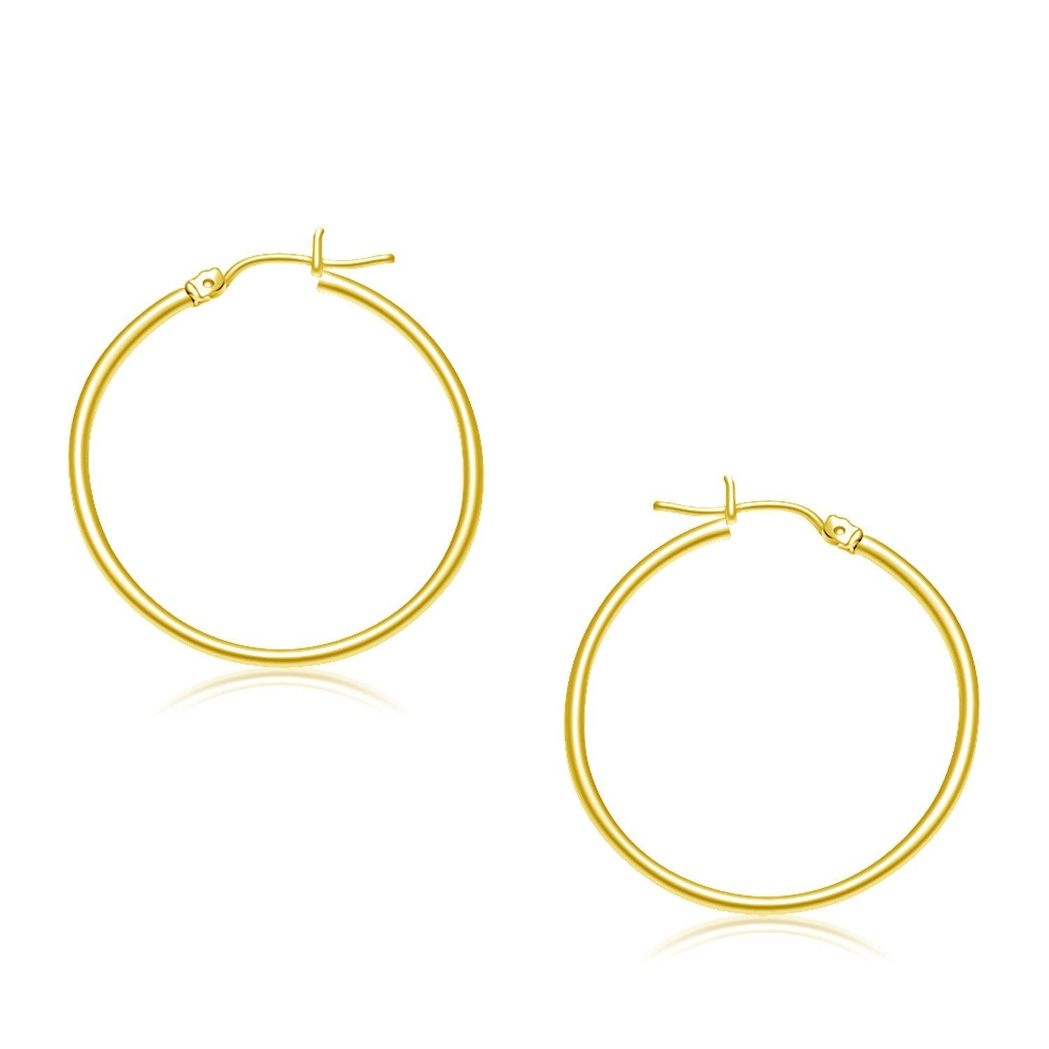 14k Yellow Gold Polished Hoop Earrings (30 mm)  DestGlow