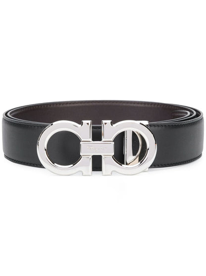 Ferragamo Men Polished Finish Gancini Reversible Belt by Luosophy