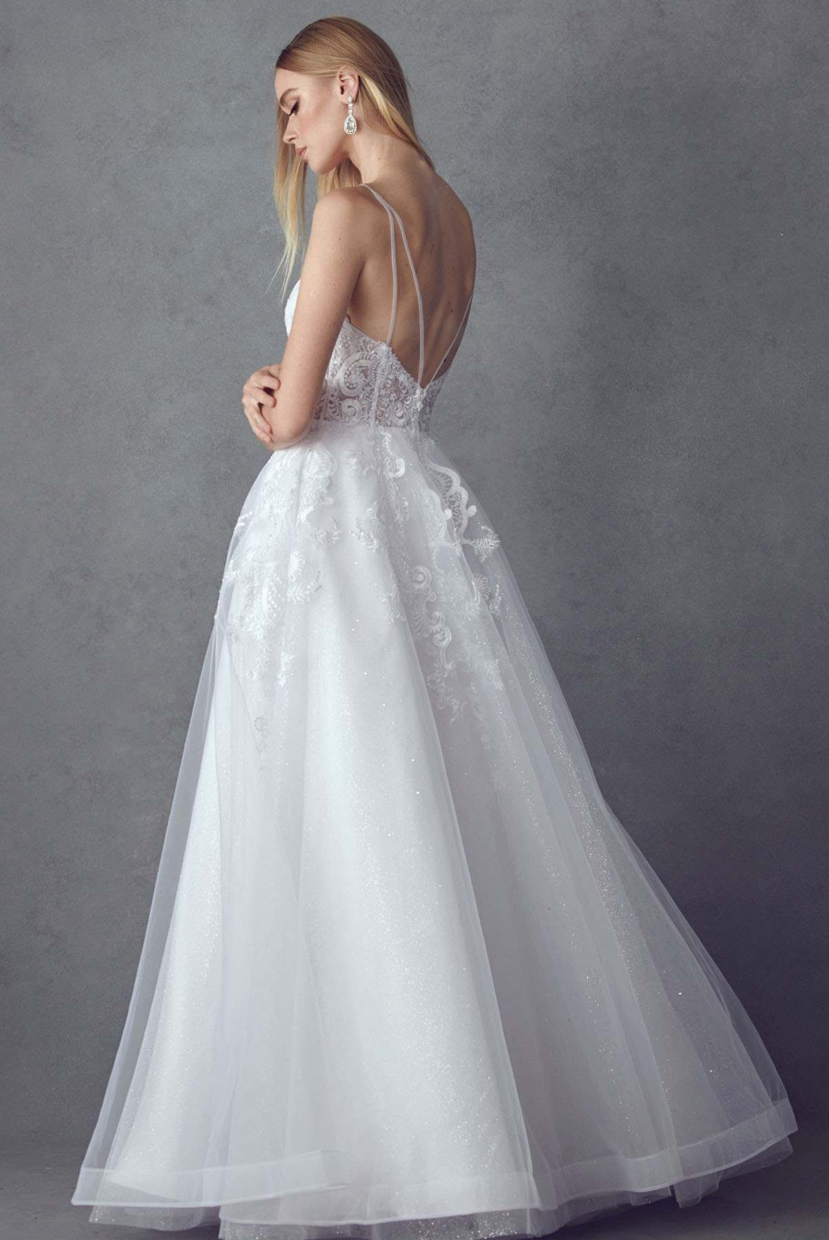 Juliet JT2482SW Floor Length A-Line Lace/Tulle Wedding Ball Gown by DiscountDressShop
