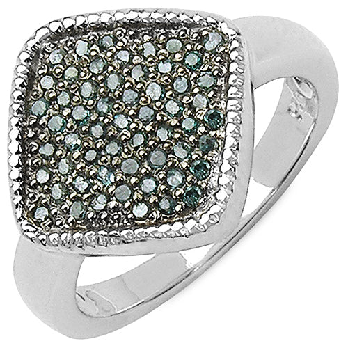 0.28 Carat Genuine Blue Diamond .925 Sterling Silver Ring by Bids.com