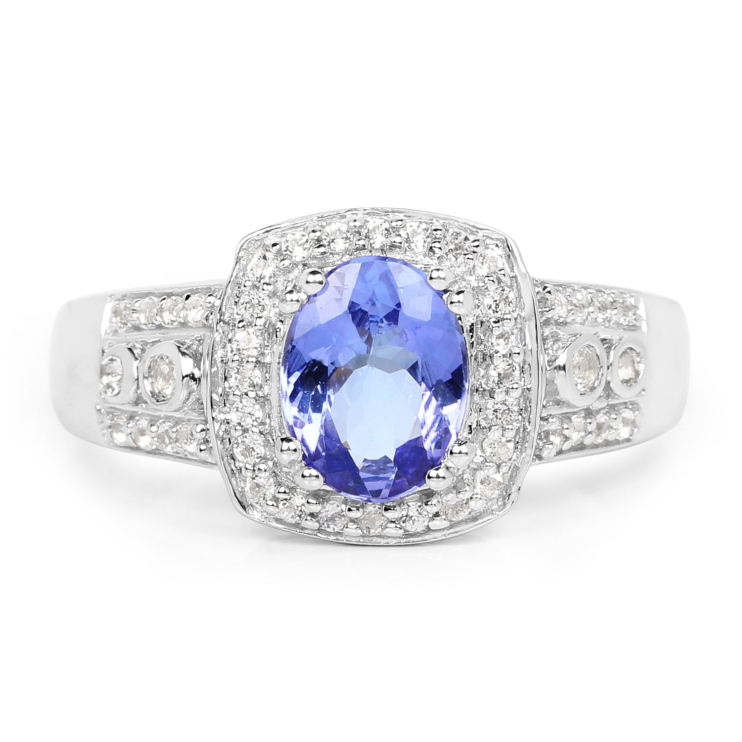 1.42 Carat Genuine Tanzanite &amp; White Topaz .925 Sterling Silver Ring by Bids.com